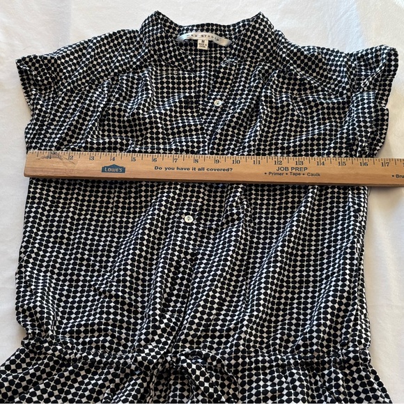 Max Studio Black White Geometric Dress Size Medium Rayon - Picture 4 of 8